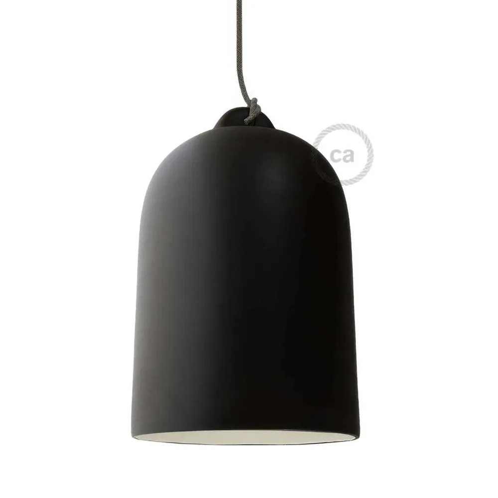 Cloche, abat-jour XL en céramique pour suspension - Made Italy - Ardoise