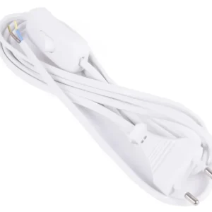 Cordon d'alimentation + fiche + interrupteur 2 m blanc
