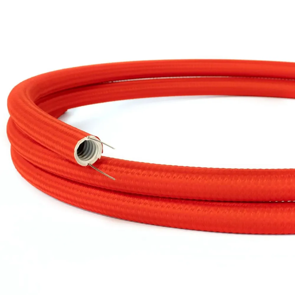 Creative-Tube, diamètre 20 mm, recouvert de tissu effet Soie RM09 Rouge, conduit électrique modelable