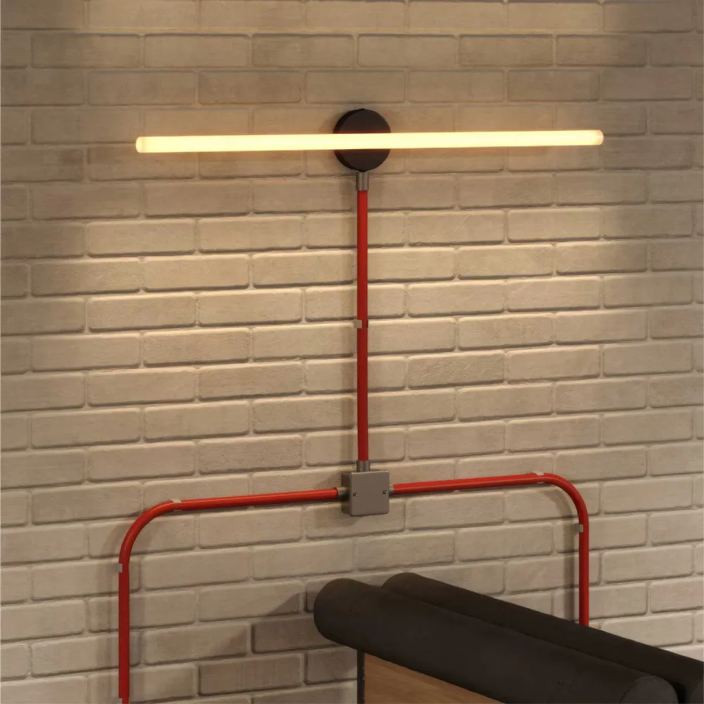 Creative-Tube, diamètre 20 mm, recouvert de tissu effet Soie RM09 Rouge, conduit électrique modelable
