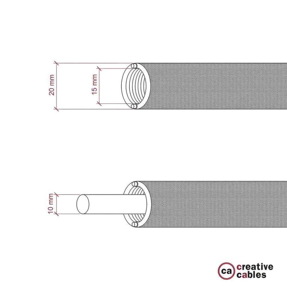 Creative-Tube, diamètre 20 mm, recouvert de tissu effet Soie RM09 Rouge, conduit électrique modelable