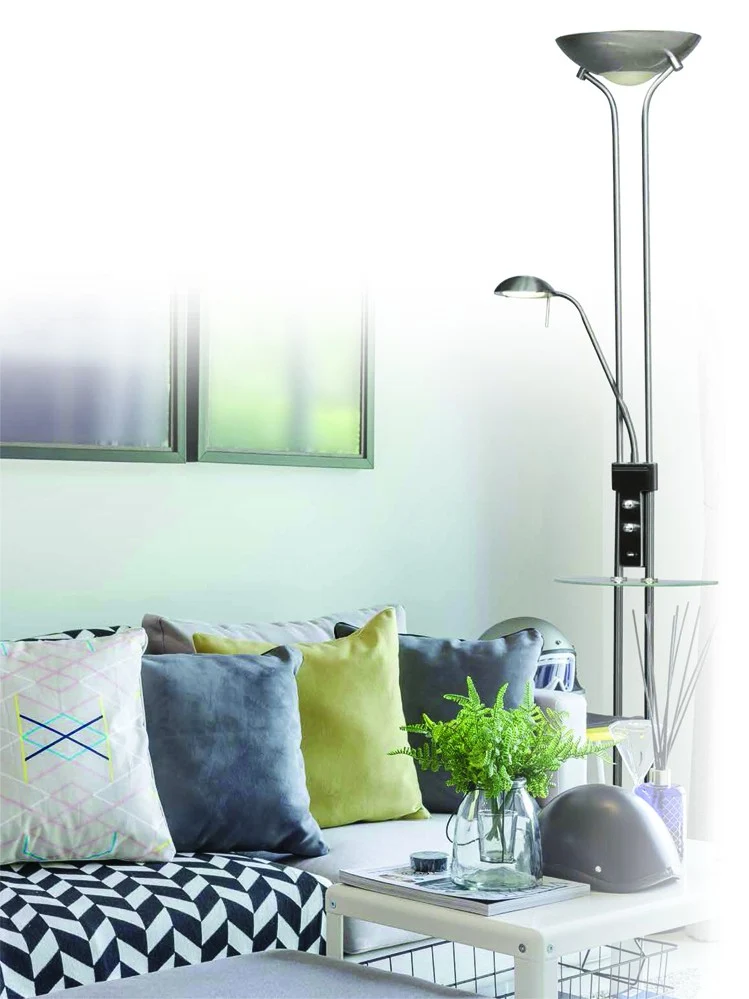 Lampadaire CristalRecord Alari 2L LED, H 180 cm Nickel