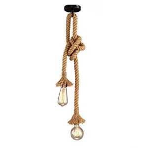 d.Stil Lustre Suspension en corde chanvre de double-tête E27*2 Douille Lumière pendante industrielle style rétro Creative...
