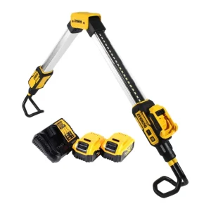 DeWalt DCL 045 P2 Lampe LED sans fil 1700 lm pour capot, 12/18 V + 2x Batteries 5,0 Ah + Chargeur + Support rotatif 0-360...