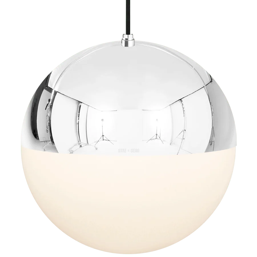 DOME CAPPED OPAL GLOBE PENDANT CHROME 400MM