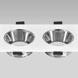 Double Gu10 Fixture White - Chrome | Rectangle de tache encastrée inclinable et orientée Ø 2x76 mm