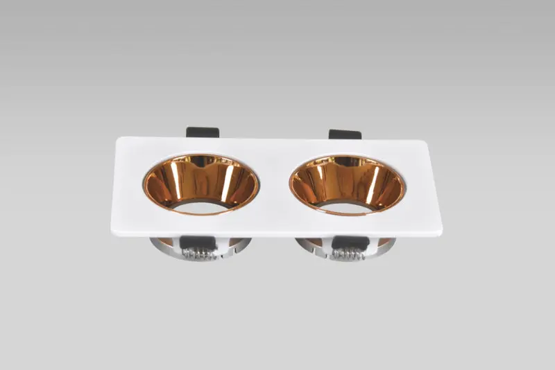 Double Gu10 Fixture White - Gold | Rectangle de tache encastrée inclinable et orientée Ø 2x76 mm