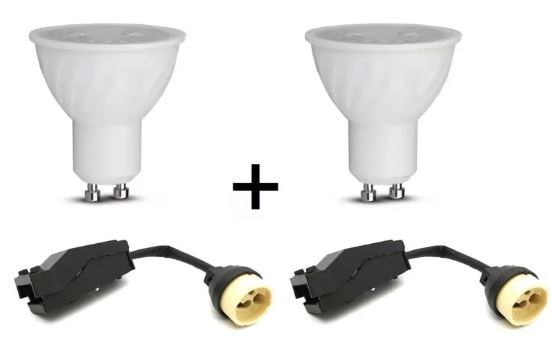 Double Gu10 Fixture White - Gold | Rectangle de tache encastrée inclinable et orientée Ø 2x76 mm