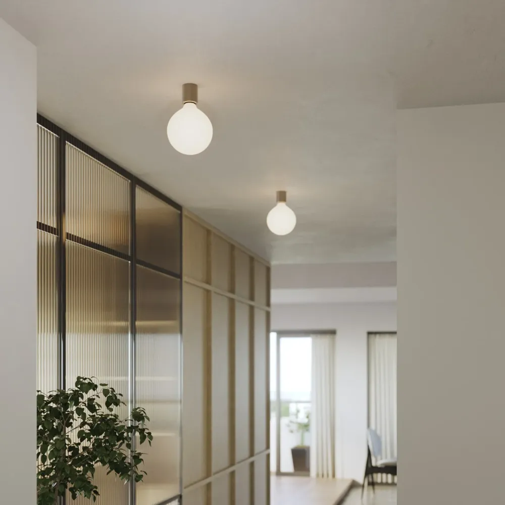 Douille E27 en métal pour mur ou plafond - Titane satiné
