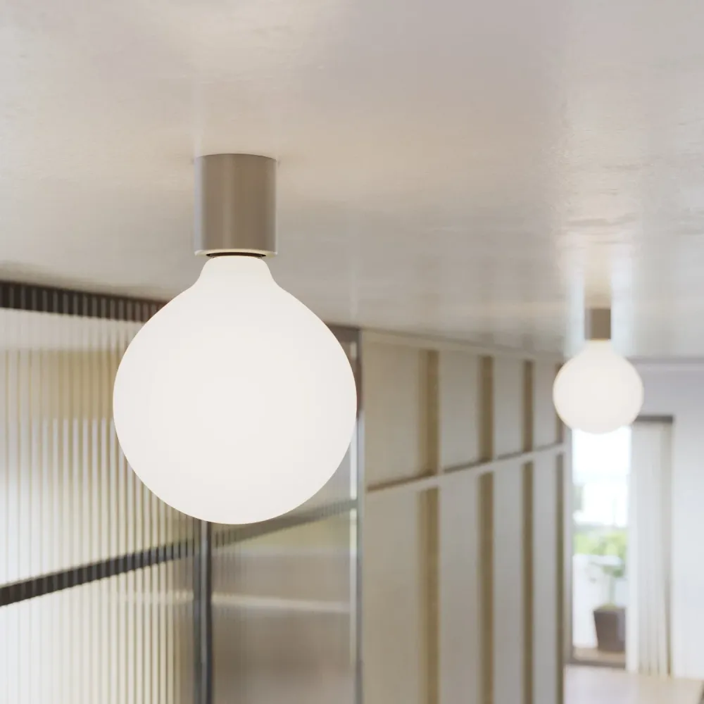 Douille E27 en métal pour mur ou plafond - Titane satiné