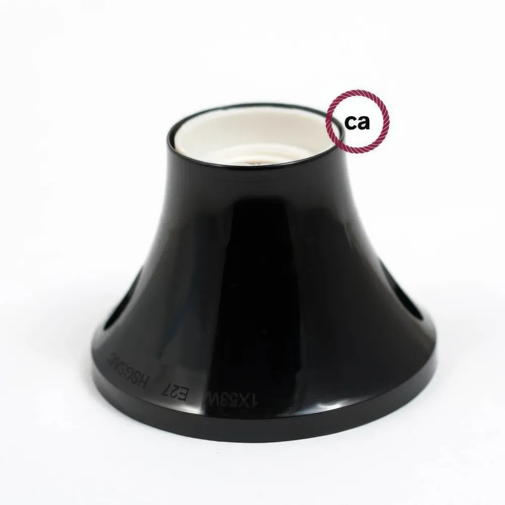 Douille 90° E27 murale ou plafond en thermoplastique - Noir
