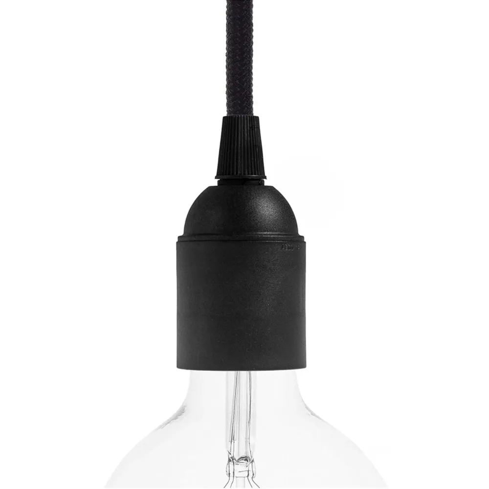 Douille pour ampoule E26 en thermoplastique à parois lisses - Noire