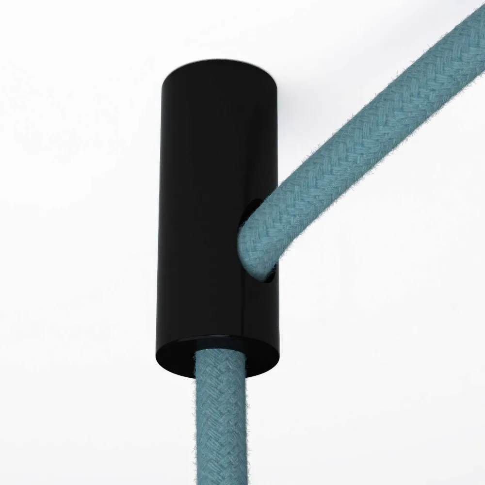 Déport de suspension, crochet de plafond pour câble électrique textile avec arrêt - Noir