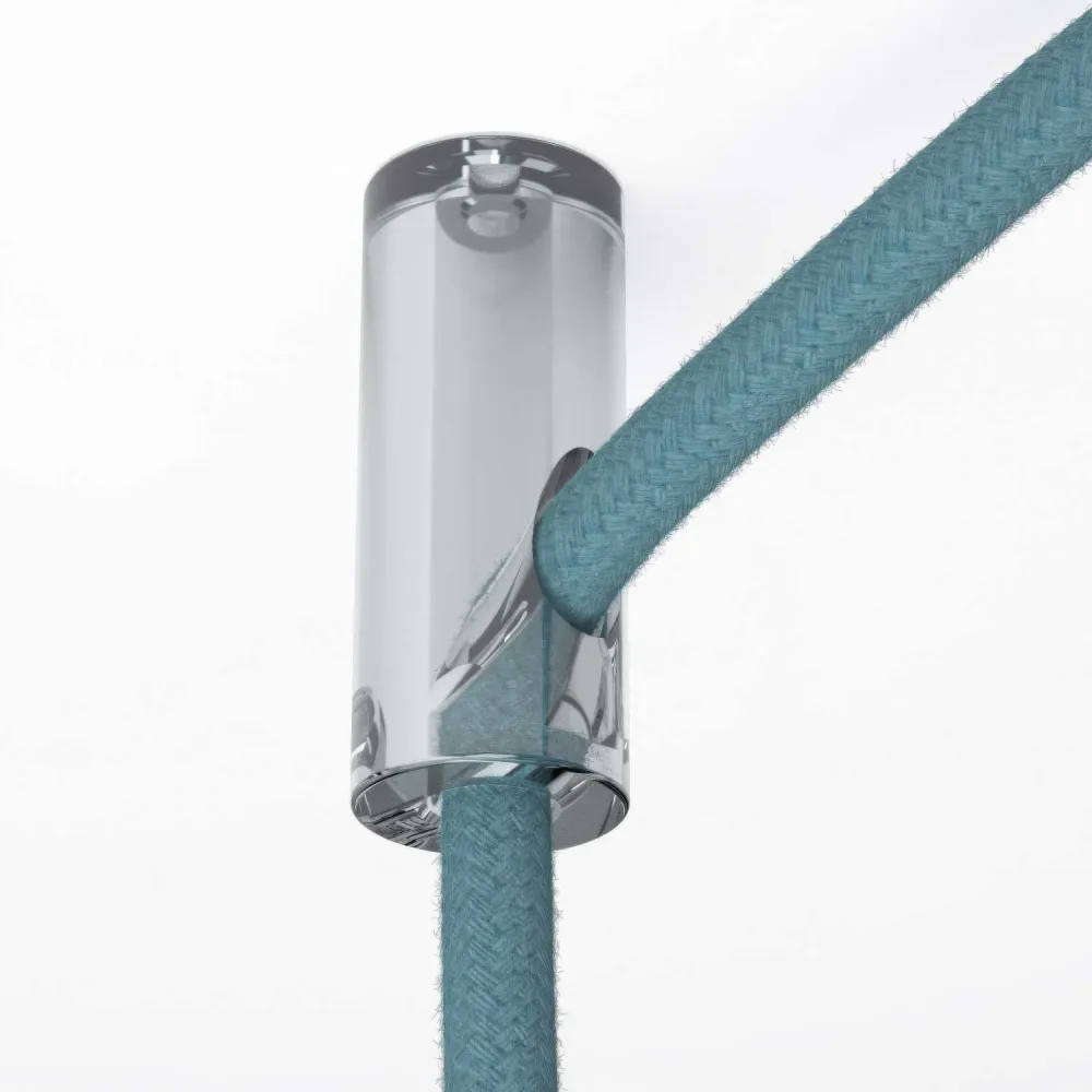 Déport de suspension, crochet de plafond pour câble électrique textile avec arrêt - Transparent