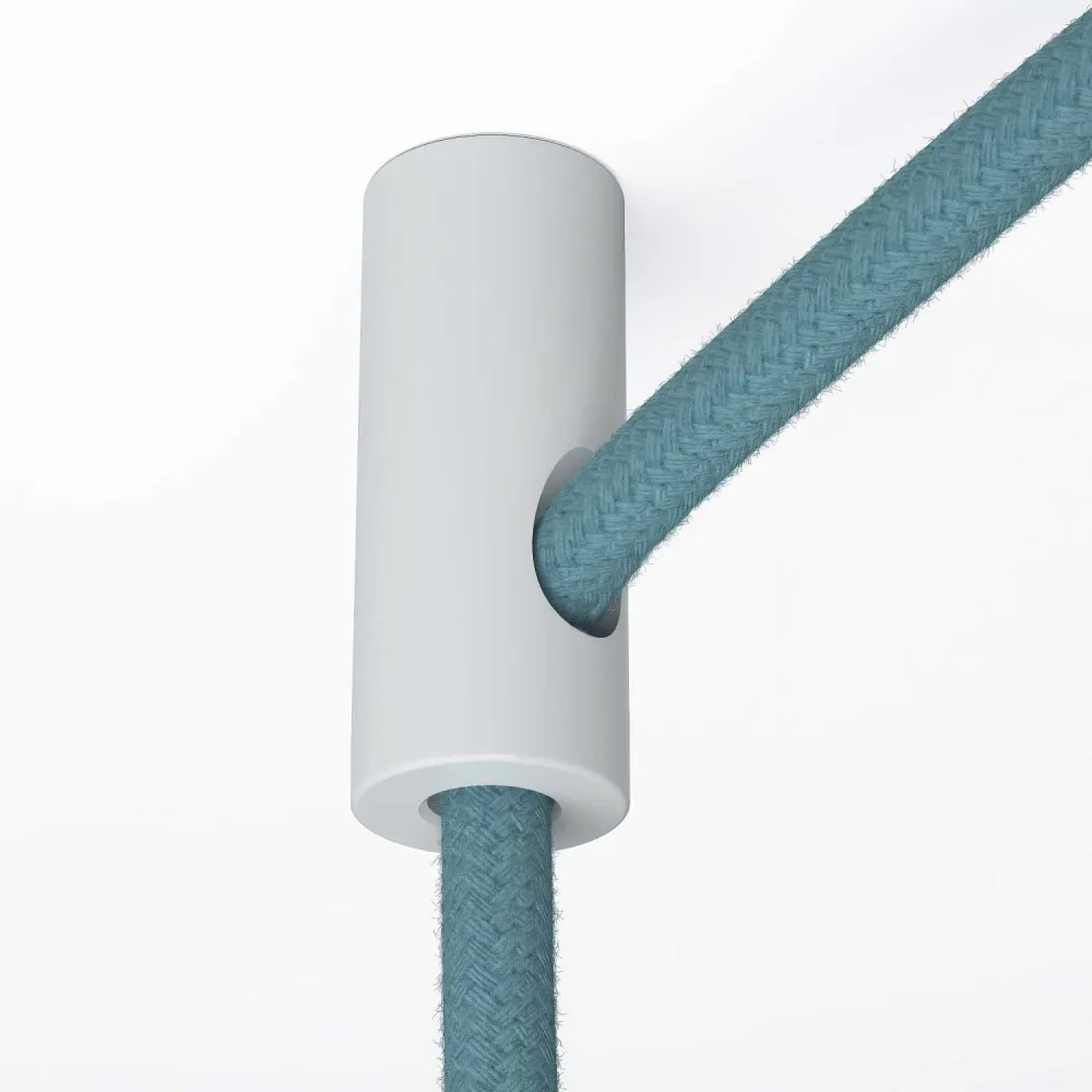 Déport de suspension, crochet de plafond pour câble électrique textile avec arrêt - Blanc