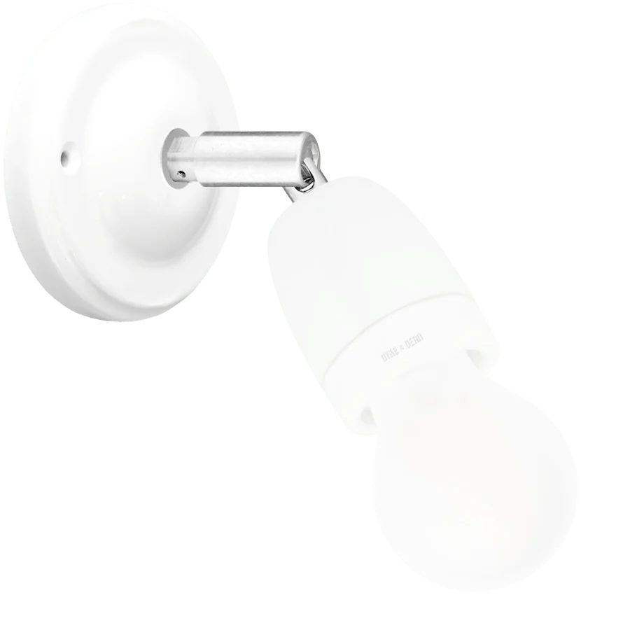 DYKE & DEAN GRANDE LAMPE CERAMIQUE BLANCHE COUDE CHROME