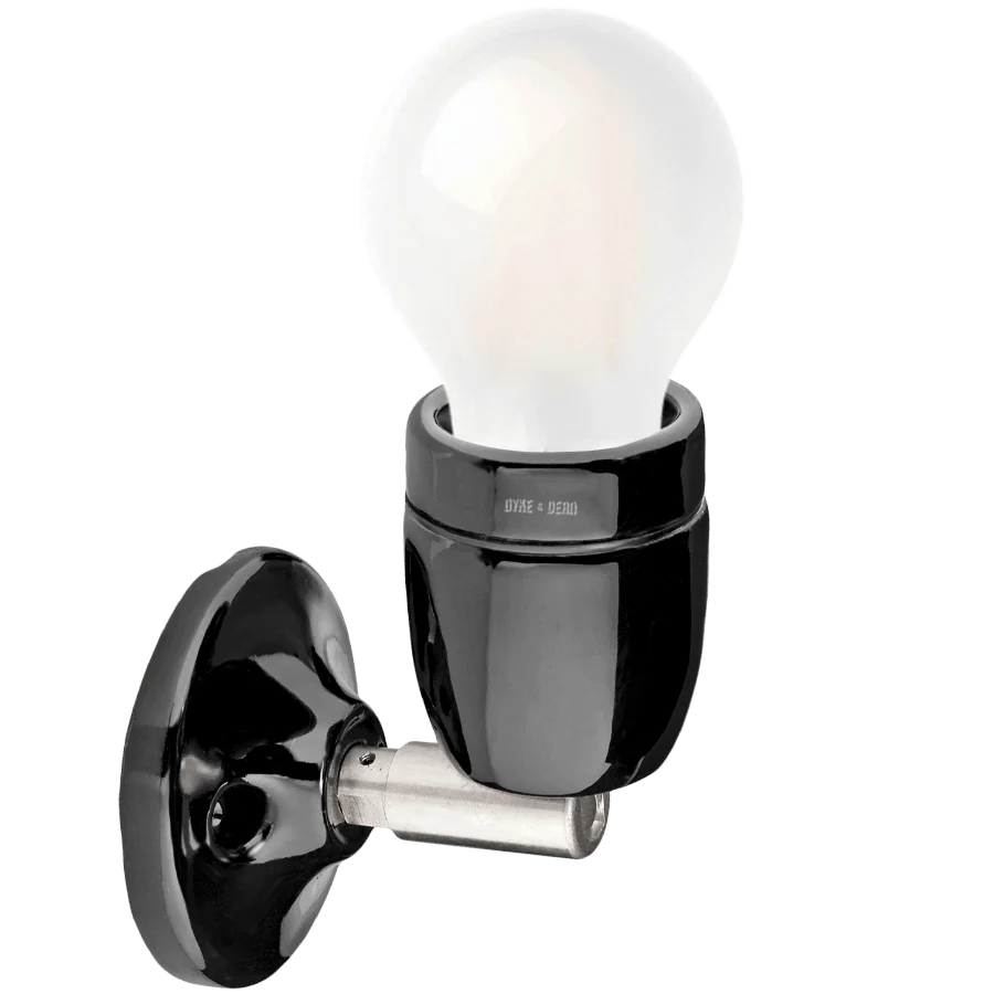 LAMPE CÉRAMIQUE NOIRE DYKE & DEAN COUDE CHROMÉ
