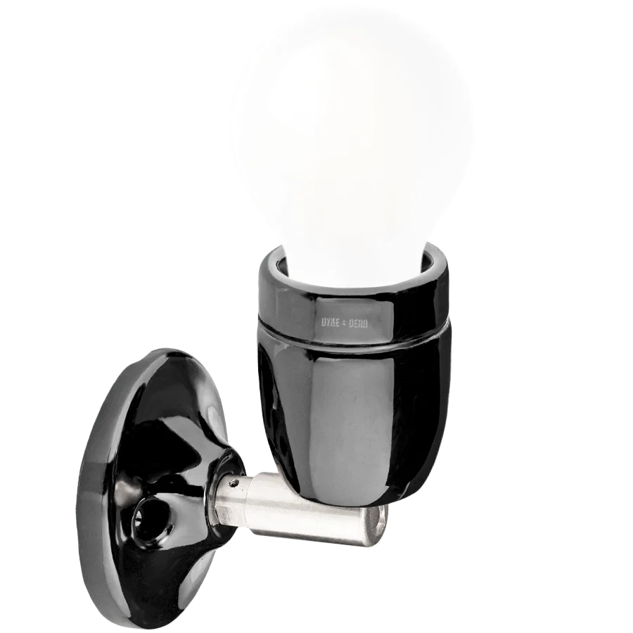 LAMPE CÉRAMIQUE NOIRE DYKE & DEAN COUDE CHROMÉ