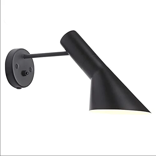 1 Light Applique murale moderne en métal noir et blanc avec abat-jour réglable pour chambre à coucher, café, bar, allée, l...