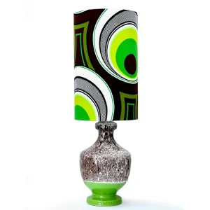 Ellis Ceramics (Australie) Lampe de table XL 36", avec abat-jour fabriqué à la main (tissu vintage)