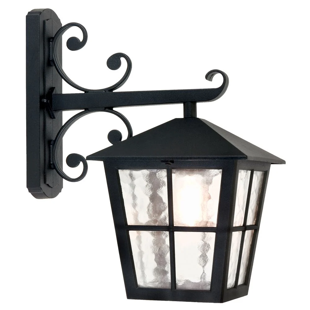 Applique murale extérieure Elstead Lighting (BL52M-BLACK) Canterbury, aluminium moulé sous pression, verre, culot E27