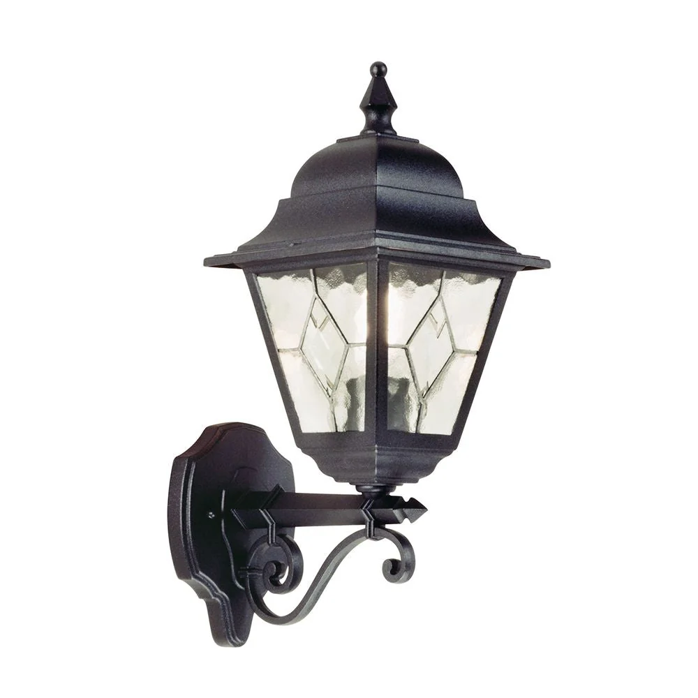 Applique murale extérieure Elstead Lighting (NR1-BLK) Norfolk, aluminium moulé sous pression, verre E27