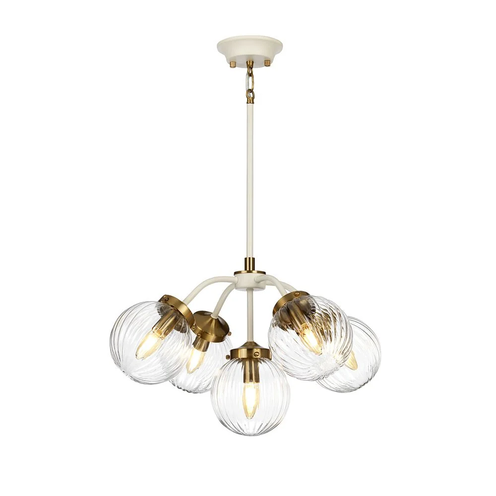 Suspension Elstead Lighting (DL-COSMOS5) Cosmos acier, verre côtelé transparent E14 5L
