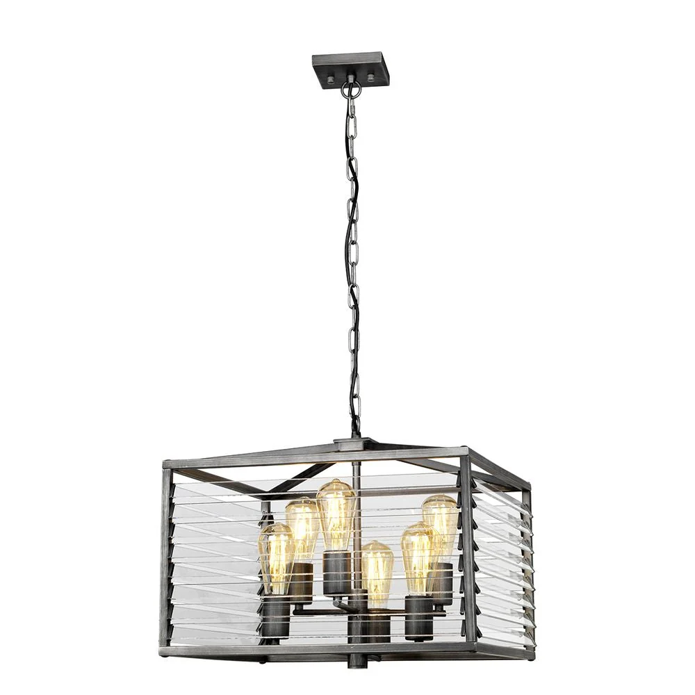 Suspension Elstead Lighting (LOUVRE-6P) Louvre acier, verre E27 6L