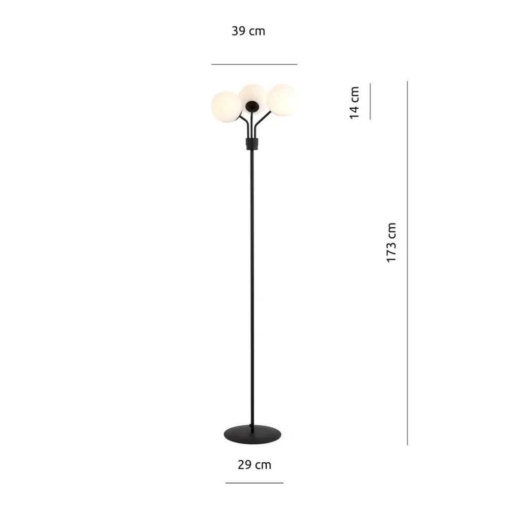 Lampadaire Emibig NOVA 3L, H 173cm noir, E14