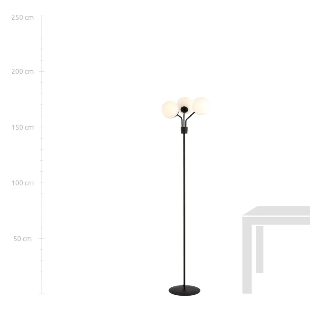 Lampadaire Emibig NOVA 3L, H 173cm noir, E14