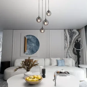 Lampe à suspension COSMO 4L, D14 noir, E14 Emibig