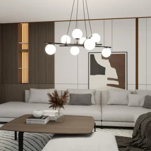 Lampe à suspension ESSA 8L, D15 noire, E14 Emibig