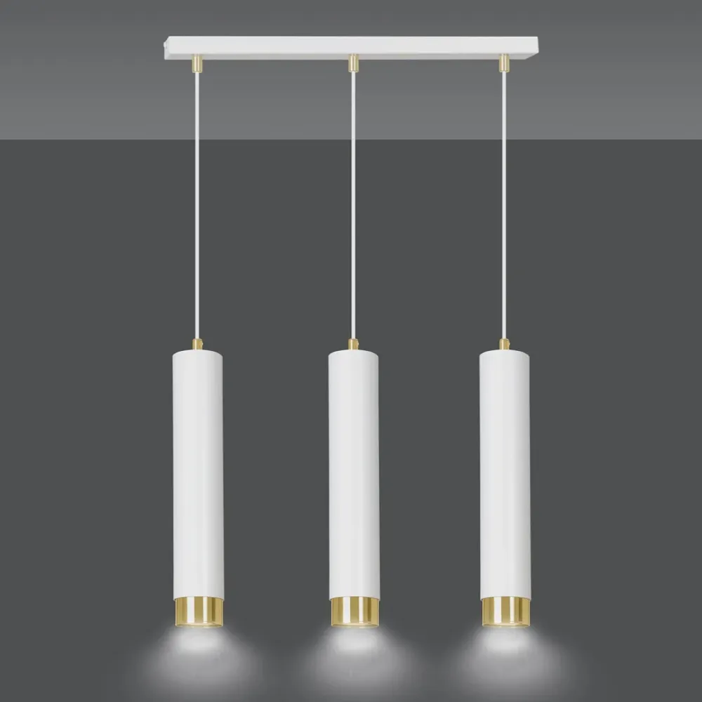 Lampe à suspension linéaire KIBO 3L, blanche, GU10 Emibig