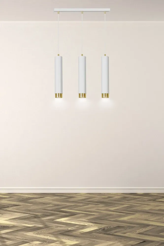 Lampe à suspension linéaire KIBO 3L, blanche, GU10 Emibig