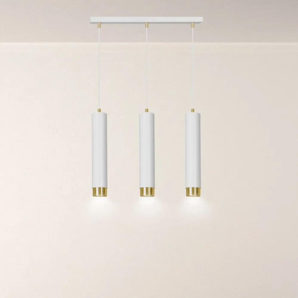 Lampe à suspension linéaire KIBO 3L, blanche, GU10 Emibig