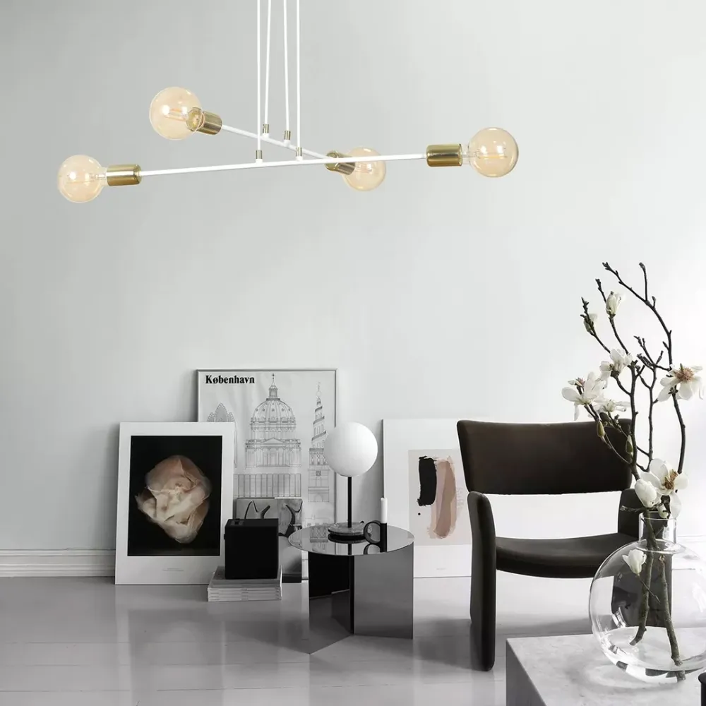 Lampe à suspension VESIO 4L, blanche, E27 Emibig