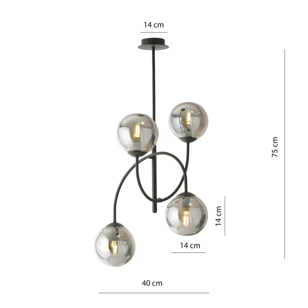 Lustre Emibig ARCHI 4L, D 40cm, verre fumé transparent, E14
