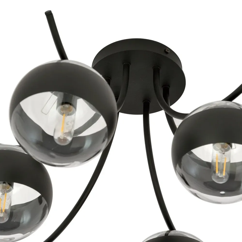 Plafonnier BOSTON 6L, D14 noir, E14 Emibig