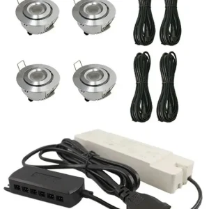 Ensemble de véranda complet | Deluxe 3 | Éclairage de véranda 12V | Branchez et jouez | 4 Built - Spots Dimmable réglable