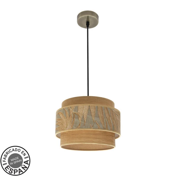 Fabrilamp suspension Samoa cuir métal E27