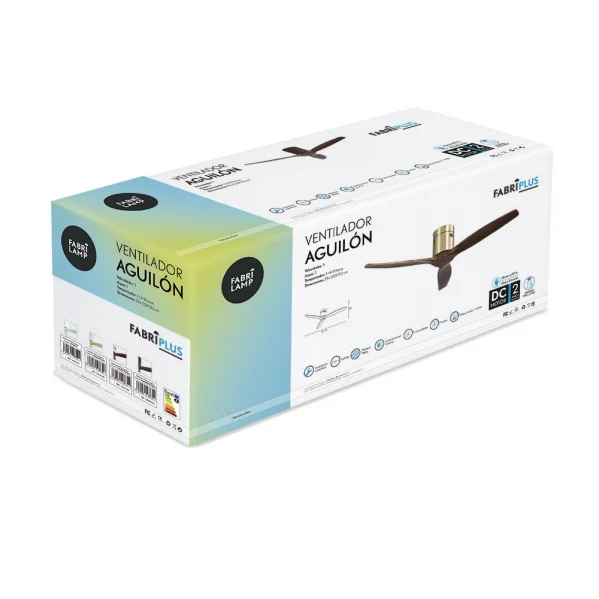 Fabrilamp ventilateur de plafond Aguilon cuir métal