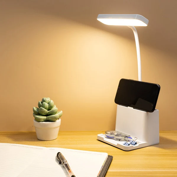 Lampe de table à bras articulé Fabrilamp Genio blanc ABS Oui