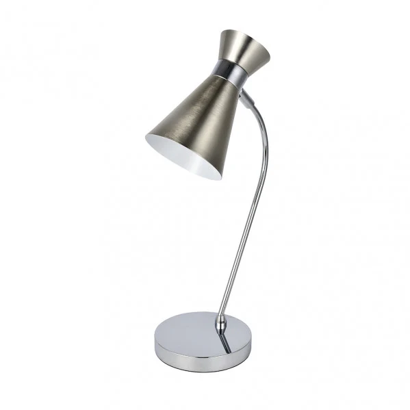 Lampe de table à bras articulé Fabrilamp Petra en métal nickelé E14