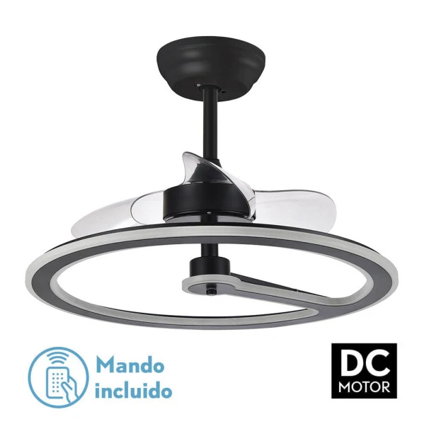 Ventilateur de plafond Fabrilamp Chom en métal noir