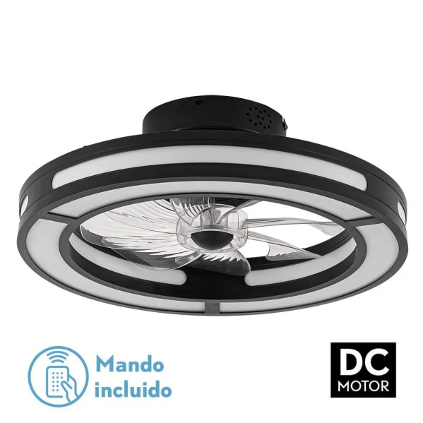 Ventilateur de plafond Fabrilamp Kastoria en métal noir