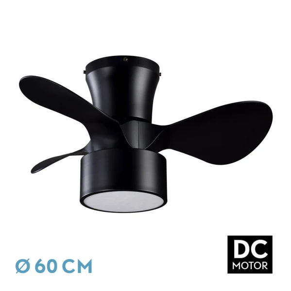 Ventilateur de plafond Fabrilamp Kos en métal noir