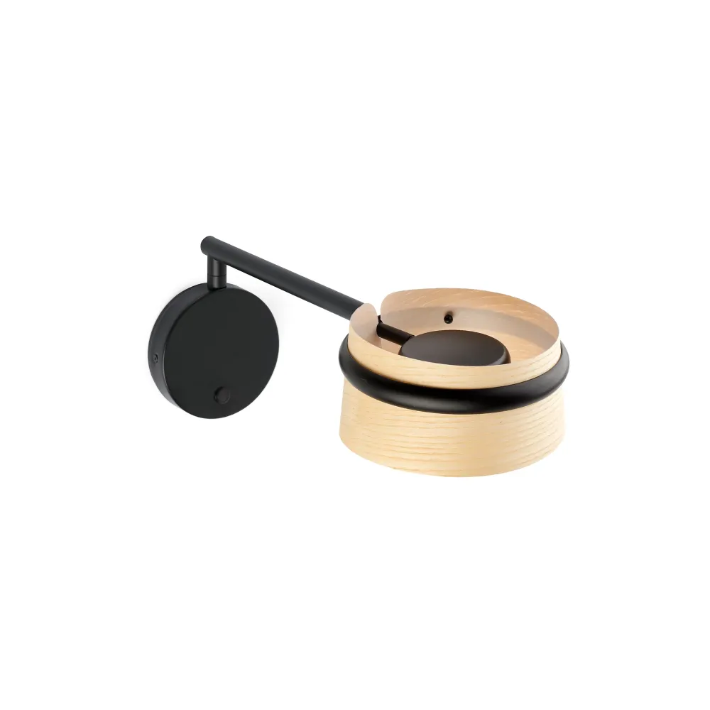 Applique murale articulée FARO Barcelona Loop, acier noir mat, LED, H 22,0 cm Ash