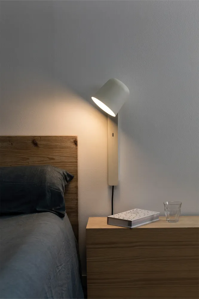 Applique murale d'appoint FARO Barcelona Tila, acier blanc crème, douille E27, hauteur 46 cm Cream