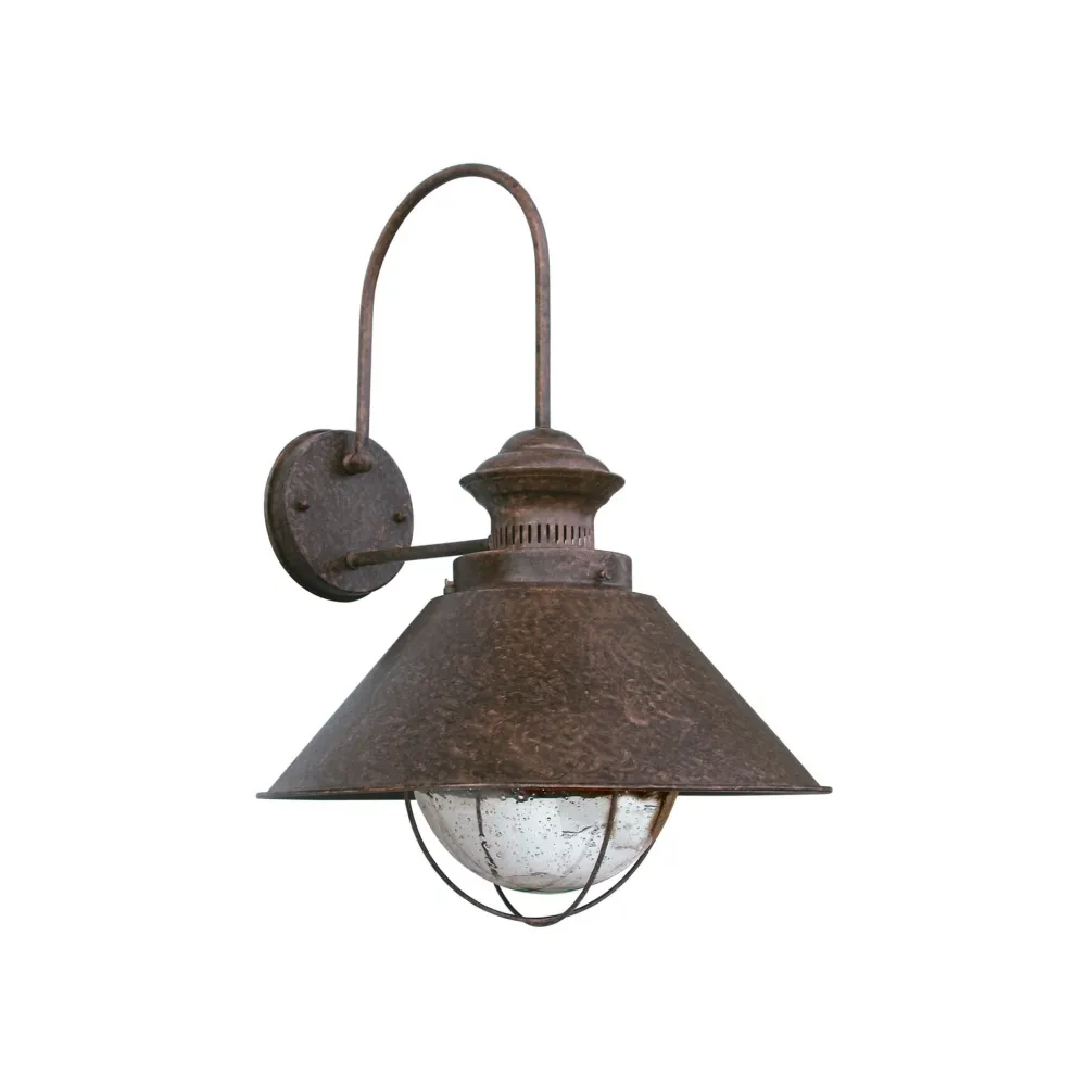 Applique murale extérieure FARO Barcelona Nautica, acier brun rouille, douille E27, hauteur 52 cm
