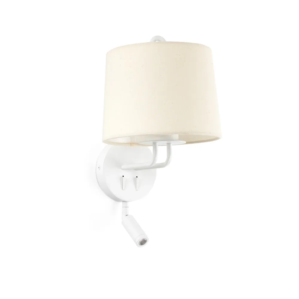 Applique murale FARO Barcelona Montreal, acier blanc mat, douille E27, hauteur 39 cm Matt
